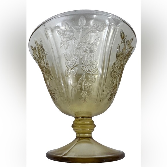 𝅺1930'S Federal Glass Company Cabbage Rose Yellow Candy Dish - Picture 8 of 9